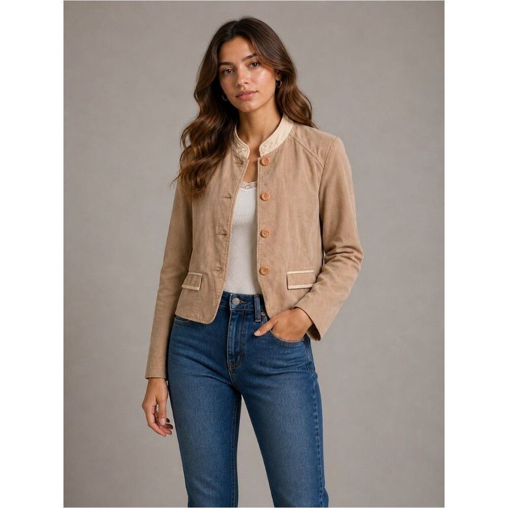 Vintage See By Chloe Beige Blazer with Button Accents - Picture 1 of 6